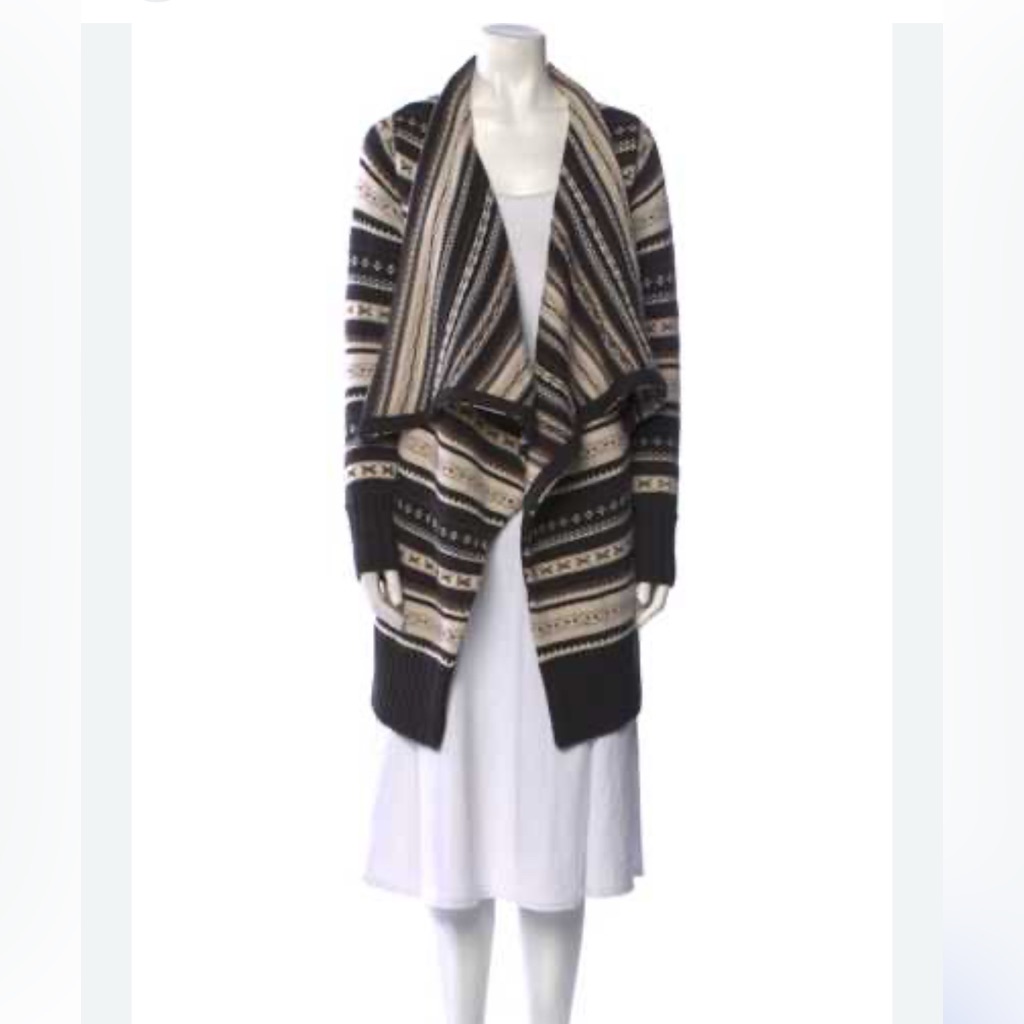 Alice + Olivia Western Fair Isle Chunky Cardigan Sweater Medium $298 100% Wool